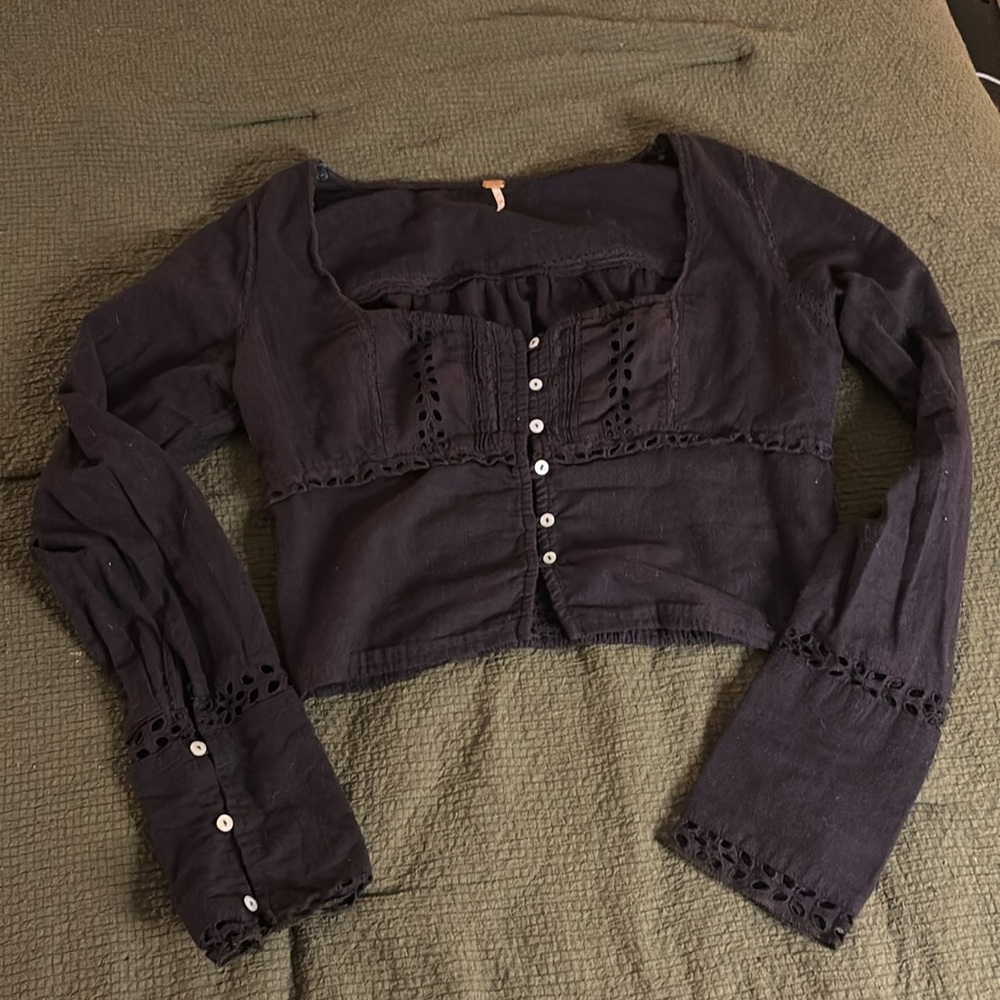 Free People Black Joi Blouse - Picture 3 of 5